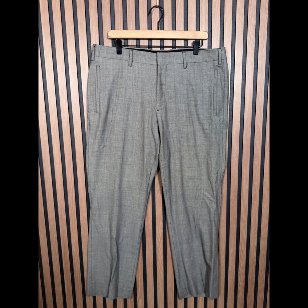 Prada Dress Pants 54R Mens Beige Gray 100% Virgin Wool Flat Front 29" Inseam